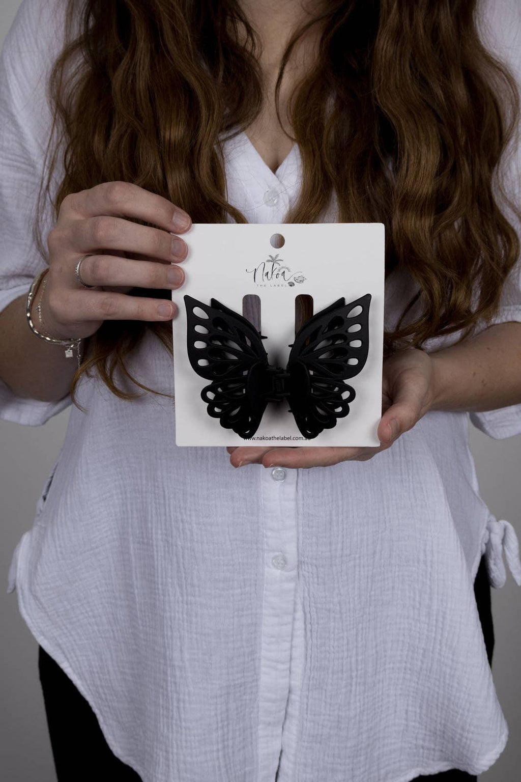 Claw Clip -- Small Double Butterfly - Black