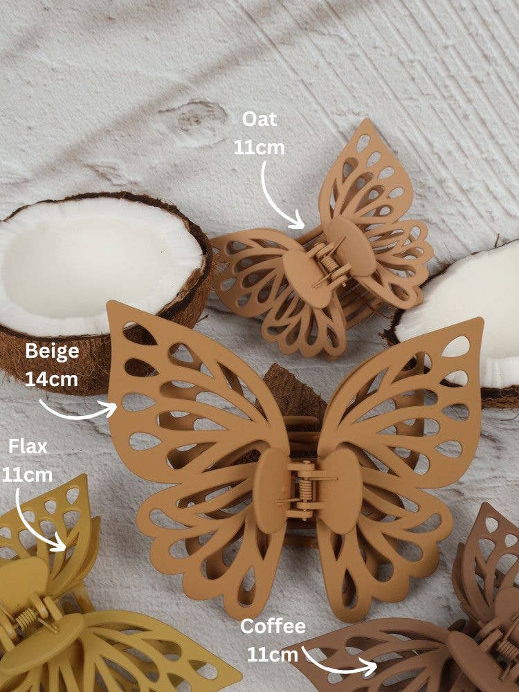 Claw Clip -- Small Double Butterfly - Coffee