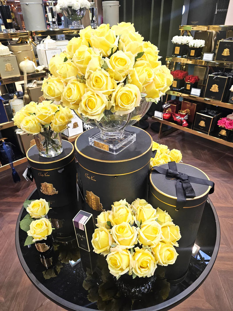 Perfumed Single Rose - Clear Vase - Yellow