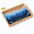 Rectangular Coastal Ocean Resin Tray – Handmade Acacia Wood