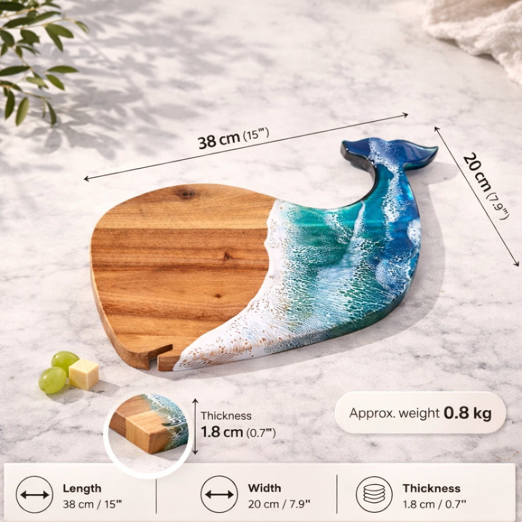 Whale Chopping Board – Acacia Wood Ocean Resin Art