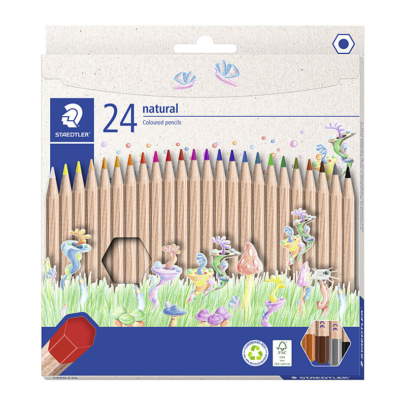 Staedtler Natural Coloured Pencils Assorted Box of 24 ST143NC24