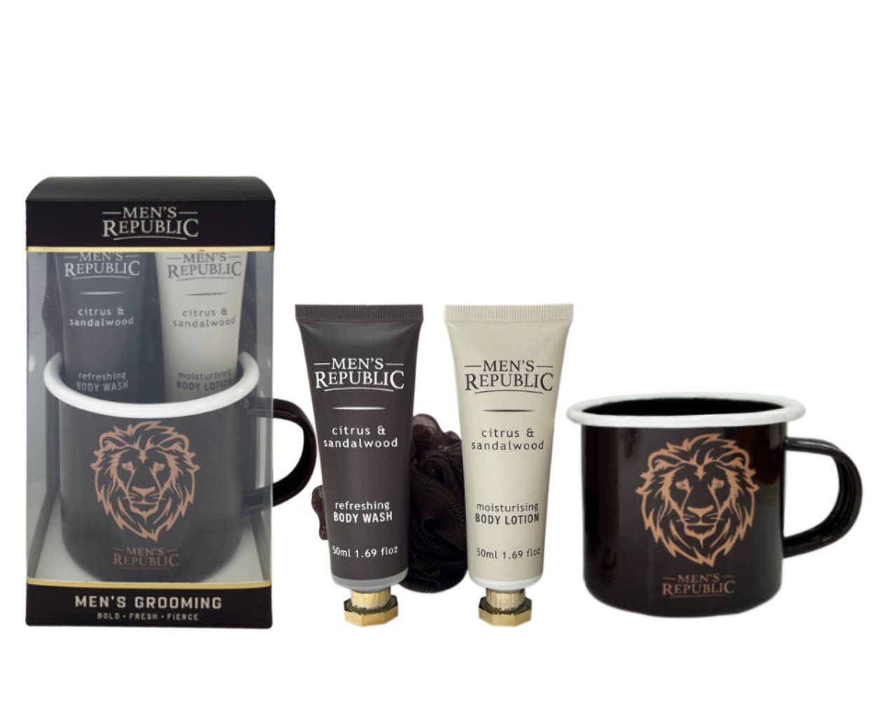 Men's Republic Mug w/ Body Wash, Body Lotion & Shower Loofah