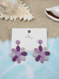 Daisy Delight Raffia Earrings - Purple